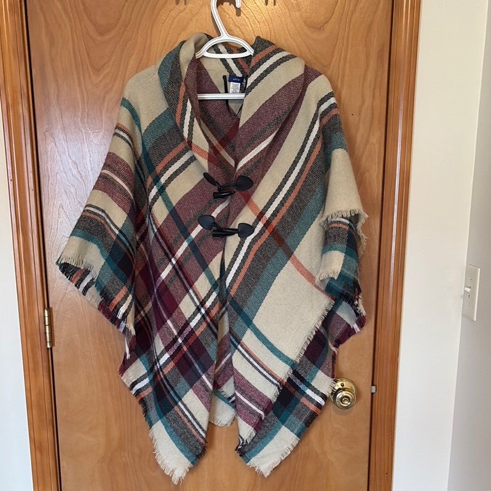 APT 9 Plaid Poncho - Multicolor